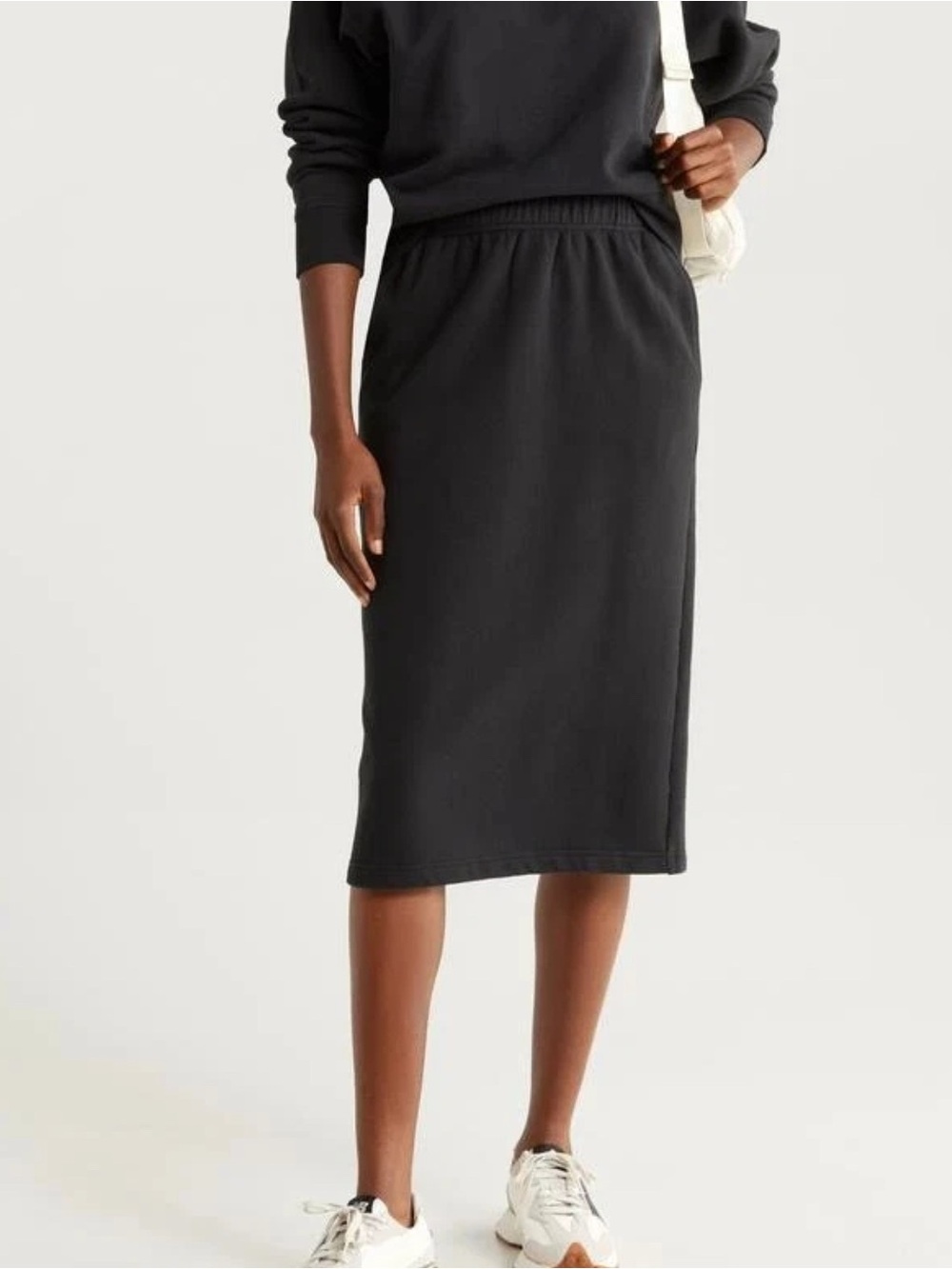 Zella Cloud Fleece Classic Black Midi Skirt - Women